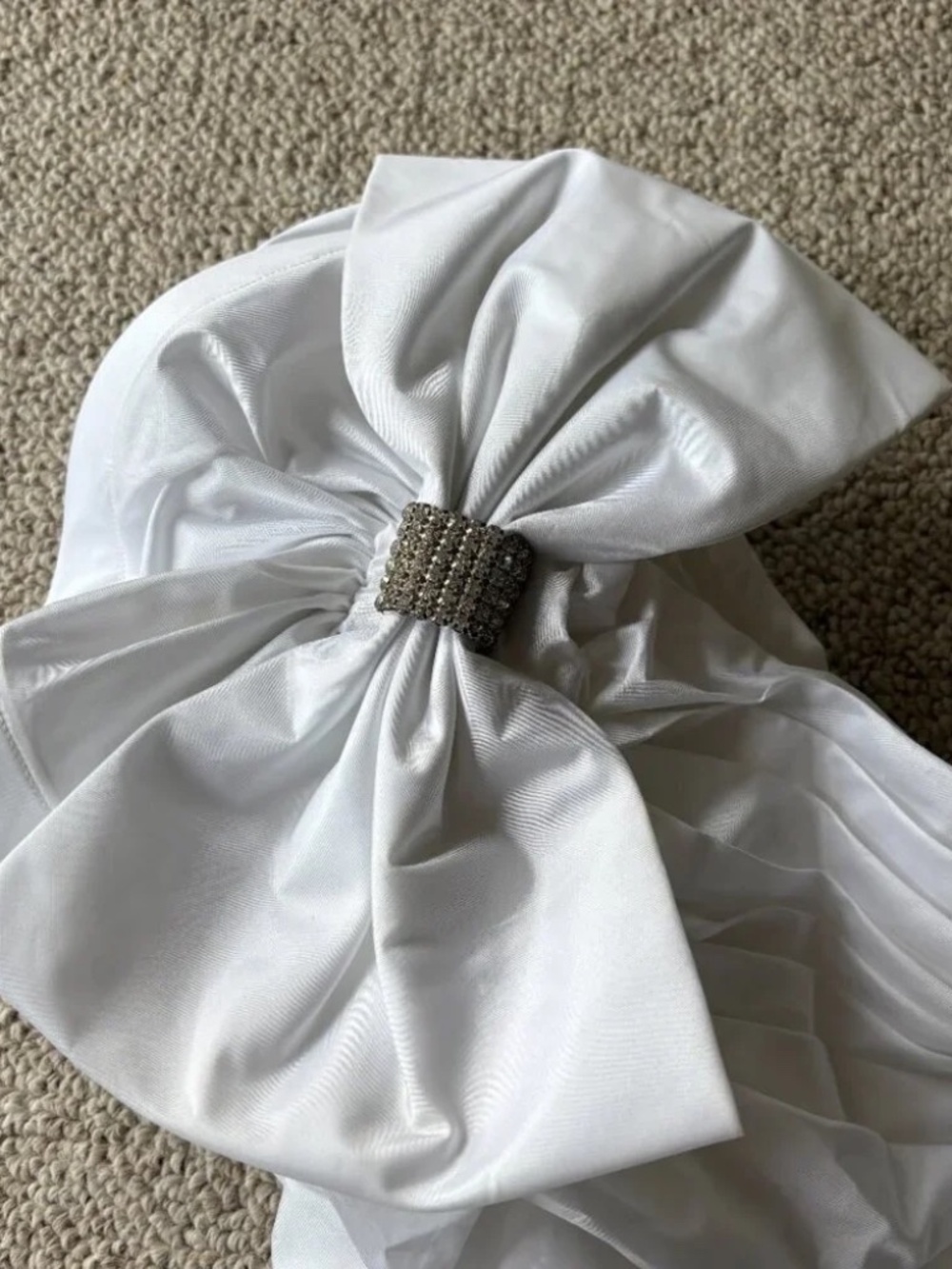 Vintage 80s One Shoulder Bridal Dress Union Made NOS Glam Wedding Gown Sz 12 - Picture 3 of 16